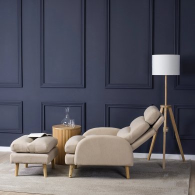 Крісло м'яке розкладне з пуфом Mebel Elit HENRY Бежевий - 10 Крісло м'яке розкладне з пуфом Mebel Elit HENRY Бежевий ME.HENRY/BZ/T/FW фото - 10