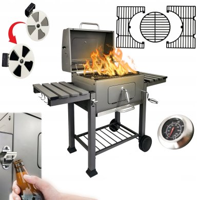 Угольный гриль с чугунной решеткой Kontrast BBQ1010 Серебристый 5.22.14218