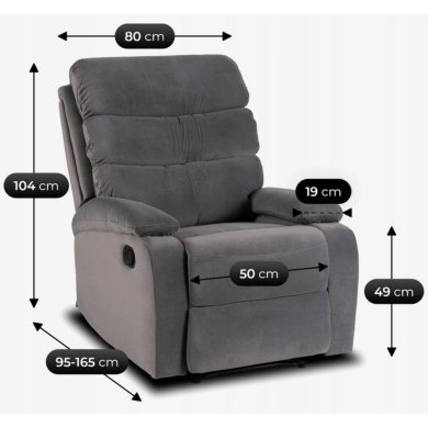 Кресло мягкое раскладное с реклайнером Mebel Elit KOBE Welur Серый - 13 Кресло мягкое раскладное с реклайнером Mebel Elit KOBE Welur Серый ME.KOBE/P/V/FW фото - 13