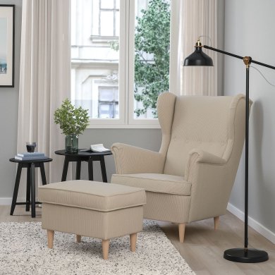IKEA Крісло м'яке з пуфом STRANDMON Бежевий (ИКЕА СТРАНДМОН) 79483905 фото - 8