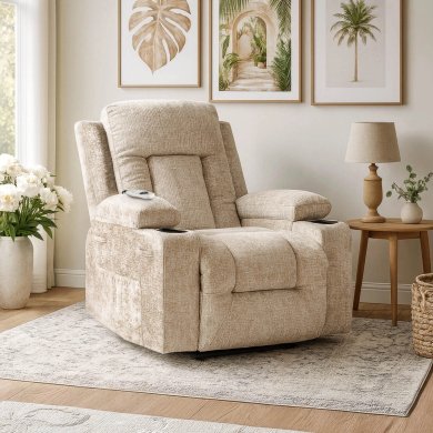 Кресло мягкое раскладное массажное с реклайнером Mebel Elit BOX Welur Бежевый ME.BOX/BZ/V/FW фото - 13