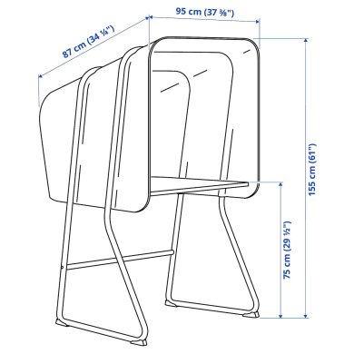 Письмовий стіл з кабіною MITTZON Білий - 3 IKEA Письмовий стіл з кабіною MITTZON Білий (ИКЕА МИЦОН) 70528183 фото - 3