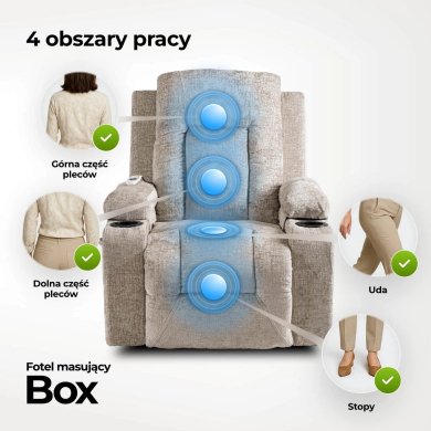 Кресло мягкое раскладное массажное с реклайнером Mebel Elit BOX Welur Бежевый ME.BOX/BZ/V/FW фото - 16