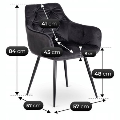 Обеденный стул Mebel Elit MODESTO Welur Черный ME.MODESTO/CZ/CZ/V/K фото - 7