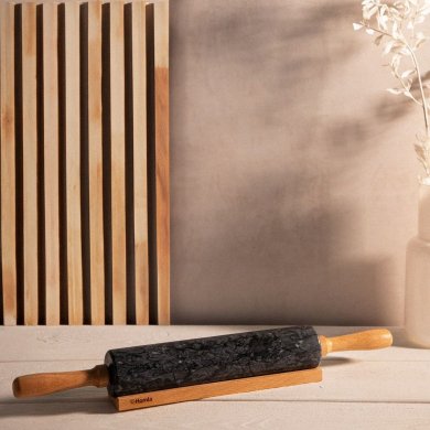 Мармурова качалка для тіста з підставкою Homla MARBLE 45 см Чорний 203423 фото - 5