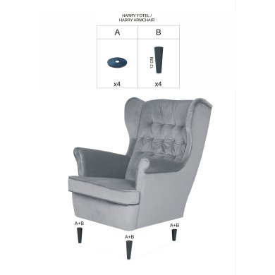 Кресло мягкое Signal Harry Welur Cветло-серый HARRYV03W фото - 2