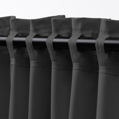 IKEA Шторы KORGMOTT 145x300 см 2 шт Темно-серый (ИКЕА КОРГМОТТ) 30597159 фото - 6