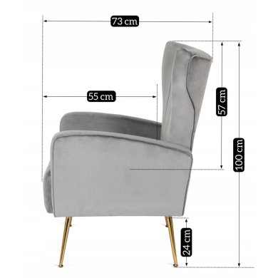 Кресло мягкое Mebel Elit DIANA Welur Серый - 17 Кресло мягкое Mebel Elit DIANA Welur Серый ME.DIANA/P/ZL/V/FW фото - 17