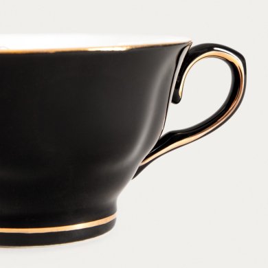 Чашка з блюдцем Homla BARIK 150 мл Чорний 241361 фото - 3