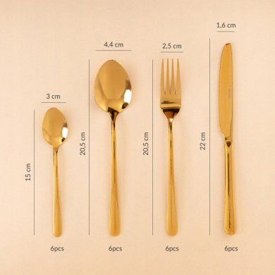 Набір столових приборів Homla Lugano Homla 24 шт. | Золотий - 9 Набір столових приборів Homla Lugano Homla 24 шт. | Золотий 215816 фото - 9