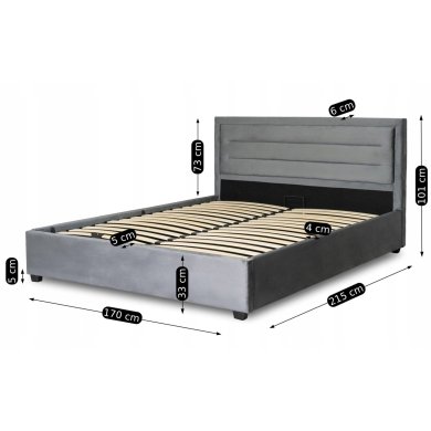 Ліжко Mebel Elit BLOOM Welur 160x200 см Сірий - 12 Ліжко Mebel Elit BLOOM Welur 160x200 см Сірий ME.BLOOM/160/CP/V/LOZZPOJ фото - 12