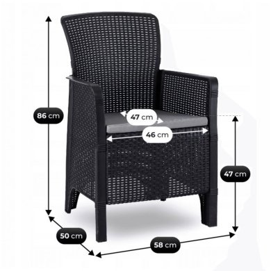 Комплект садовой мебели Mebel Elit ARGOS FRESNO BIG 6 Черный ME.ARGOS/160-260/O/CZ/OGR/S:1|ME.FRESNO/CZ/RT/FW:6 фото - 12