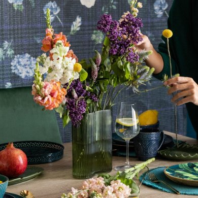 Декоративный поднос круглый Homla DEWI 25x25x3 см | Синий 164591 фото - 5