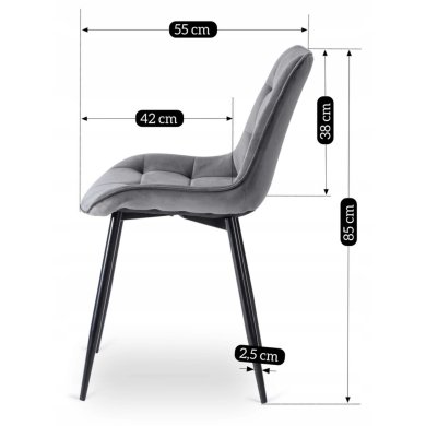 Обеденный стул Mebel Elit CHRIS Welur Серый ME.CHRIS/P/CZ/V/K фото - 10