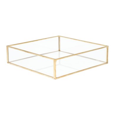 Декоративный поднос Homla GRAZIA 18x18x4 см | Золотой / Прозрачный 163143