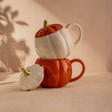 Кружка з кришкою Homla PUMPKIE 600 мл Білий 230763 фото - 6