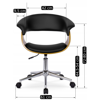 Крісло поворотне Mebel Elit MICHIGAN | Чорний / Дерево - 6 Крісло поворотне Mebel Elit MICHIGAN | Чорний / Дерево ME.MICHIGAN/CZ/E/FO фото - 6