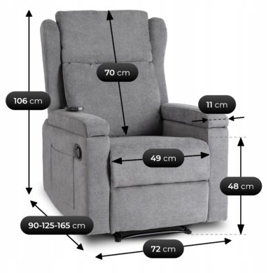 Крісло м'яке розкладне масажне з реклайнером Mebel Elit SEBASTIAN Сірий ME.SEBASTIAN/P/T/FW фото - 16