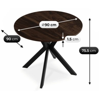 Обеденный стол Mebel Elit LAUREN 90 см Орех ME.LAUREN/O/CZ/S90 фото - 9