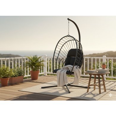 Підвісне крісло-кокон зі складаним кошиком Garden Line ERIS Чорний FAT0916 фото - 6