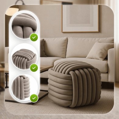 Пуф Mebel Elit MAGMA Welur Бежевий ME.MAGMA/BZ/V/PUF фото - 6