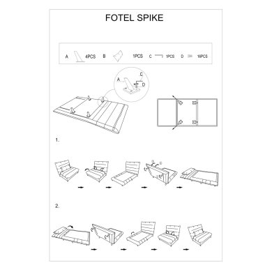 Крісло м'яке розкладне Signal Spike Velvet Світло-сірий SPIKEVJSZ фото - 3