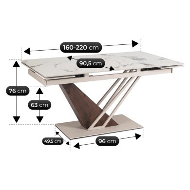 Раскладной обеденный стол Mebel Elit REX Ceramic Marmur Белый ME.REX/B/O/KASZ/S160-220 фото - 5