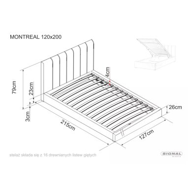 Кровать Signal MONTREAL Welur 120х200 см Серый MONTREALV120SZ фото - 8
