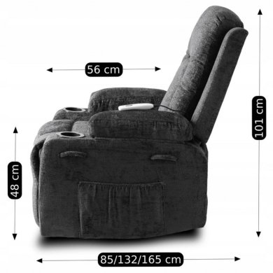 Крісло м'яке розкладне масажне з реклайнером Mebel Elit BOX Welur Чорний ME.BOX/CZ/V/FW фото - 15