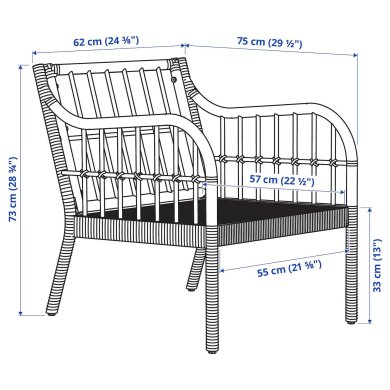IKEA Садовое кресло HOLMSTA Дерево (ИКЕА ХОЛЬМСТ) 90508551 фото - 2