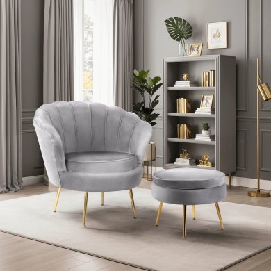 Крісло м'яке з підставкою Mebel Elit GRAND Welur Сірий ME.GRAND/P/V/FW фото - 8