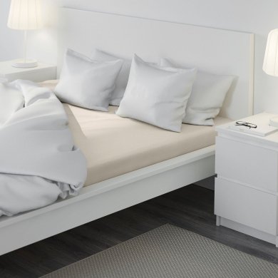 IKEA Простирадло на резинці DVALA 160х200 см Бежевий (ИКЕА DVALA) 50357163 фото - 6
