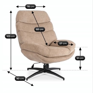 Кресло мягкое поворотное Mebel Elit ASTURIA Бежевый ME.ASTURIA/BZ/CZ/T/FW фото - 8