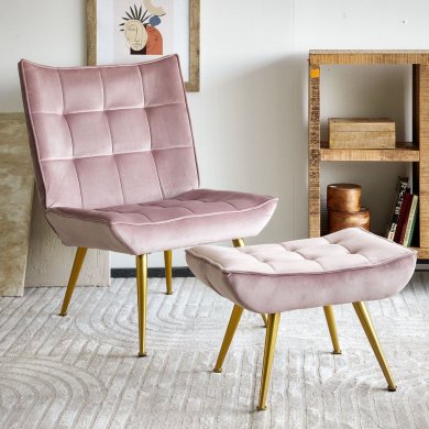 Кресло мягкое с подставкой Homla VINNIS Welur Розовый - 10 Кресло мягкое с подставкой Homla VINNIS Welur Розовый 216132 фото - 10
