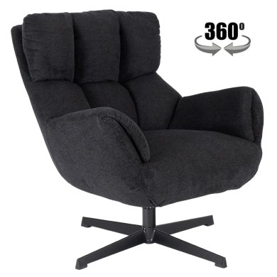 Крісло м'яке поворотне Mebel Elit REAL Чорний ME.REAL/CZ/CZ/T/FW