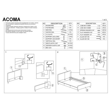 Кровать Signal Acoma | 160х200 / Серый / Дуб ACOMA160SZD фото - 3
