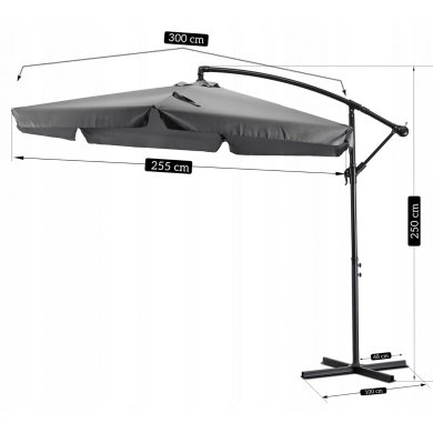 Садовый зонт с чехлом Mebel Elit AKRON 255 см Серый - 13 Садовый зонт с чехлом Mebel Elit AKRON 255 см Серый ME.AKRON/CP/T/OGR/PAR фото - 13