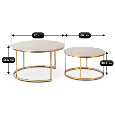 Комплект журнальних столів Mebel Elit APULIA MAX 2 шт Кашемір ME.MAXAPULIA/KASZ/ZL/L фото - 6