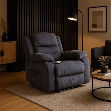 Кресло мягкое раскладное массажное с реклайнером Mebel Elit FENIX 2 Темно-серый ME.FENIX2/P/T/FW фото - 13