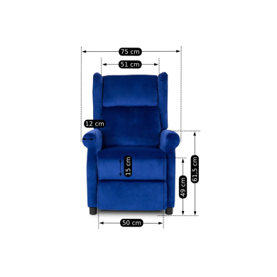Кресло мягкое раскладное с реклайнером Mebel Elit SIMON Синий - 17 Кресло мягкое раскладное с реклайнером Mebel Elit SIMON Синий ME.SIMON/GR/V/FW фото - 17