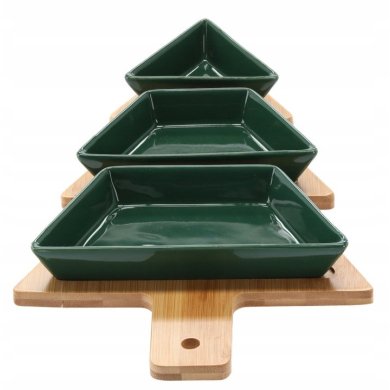 Сервірувальний набір мисок Chomik CHOINKA 32x20x4 см | Зелений / Дерево MUT4659 фото - 3