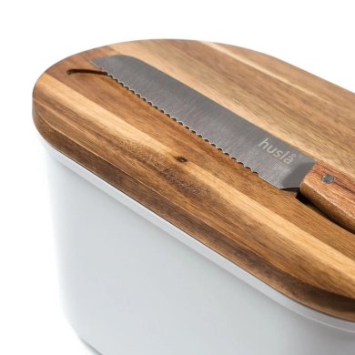 Хлібниця з ножем Homla HUSLA ACACIA Білий 231291 фото - 2