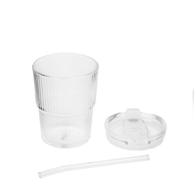 Склянка з кришкою та трубочкою Homla EMBO GROOVE 400 мл Прозорий - 3 Склянка з кришкою та трубочкою Homla EMBO GROOVE 400 мл Прозорий 227286 фото - 3