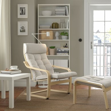 IKEA Крісло-качалка з підставкою POANG Бежевий (ИКЕА ПОАНГ) 29502001 фото - 2