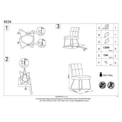 Обеденный стул Halmar K534 Пепельный - 14 Обеденный стул Halmar K534 Пепельный V-CH-K/534-KR-POPIELATY фото - 14