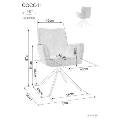 Обідній стілець поворотний Signal COCO II Vardo Бежевий COCOIIVACBE фото - 5