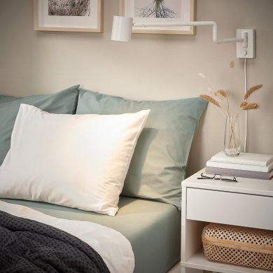 IKEA Простынь на резинке DVALA 120х200 см Зеленый (ИКЕА ДВАЛА) 50549643 фото - 2