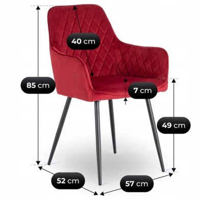 Обеденный стул Mebel Elit BRESSO Welur Бордовый ME.BRESSO/BOR/CZ/V/K фото - 9