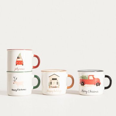 Набор кружек Homla BOGOL 150 мл 4 шт Принт 241554