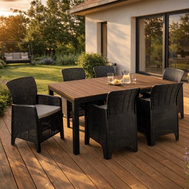 Комплект садовой мебели Mebel Elit ARGOS FRESNO BIG 6 Черный ME.ARGOS/160-260/O/CZ/OGR/S:1|ME.FRESNO/CZ/RT/FW:6 фото - 11